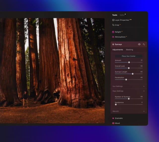 Luminar Neo features: Sunrays - Let the sun shine in your photo
